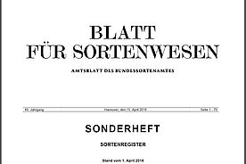 Deckblatt des Blatt für Sortenwesen