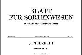 Deckblatt des Blatt f&uuml;r Sortenwesen