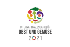 Farbiges Logo mit Schriftzug Internationales Jahr f&uuml;r Obst und Gem&uuml;se 2021